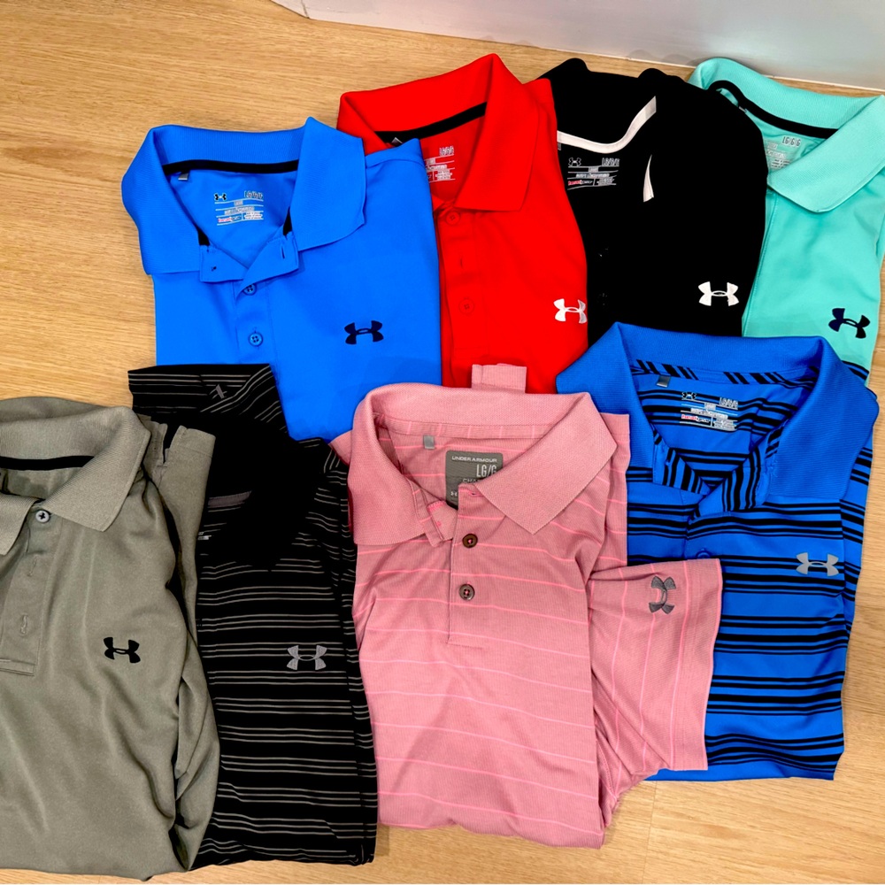 Men’s Under Armour Large Golf/Sports Shirts (8) Bundle